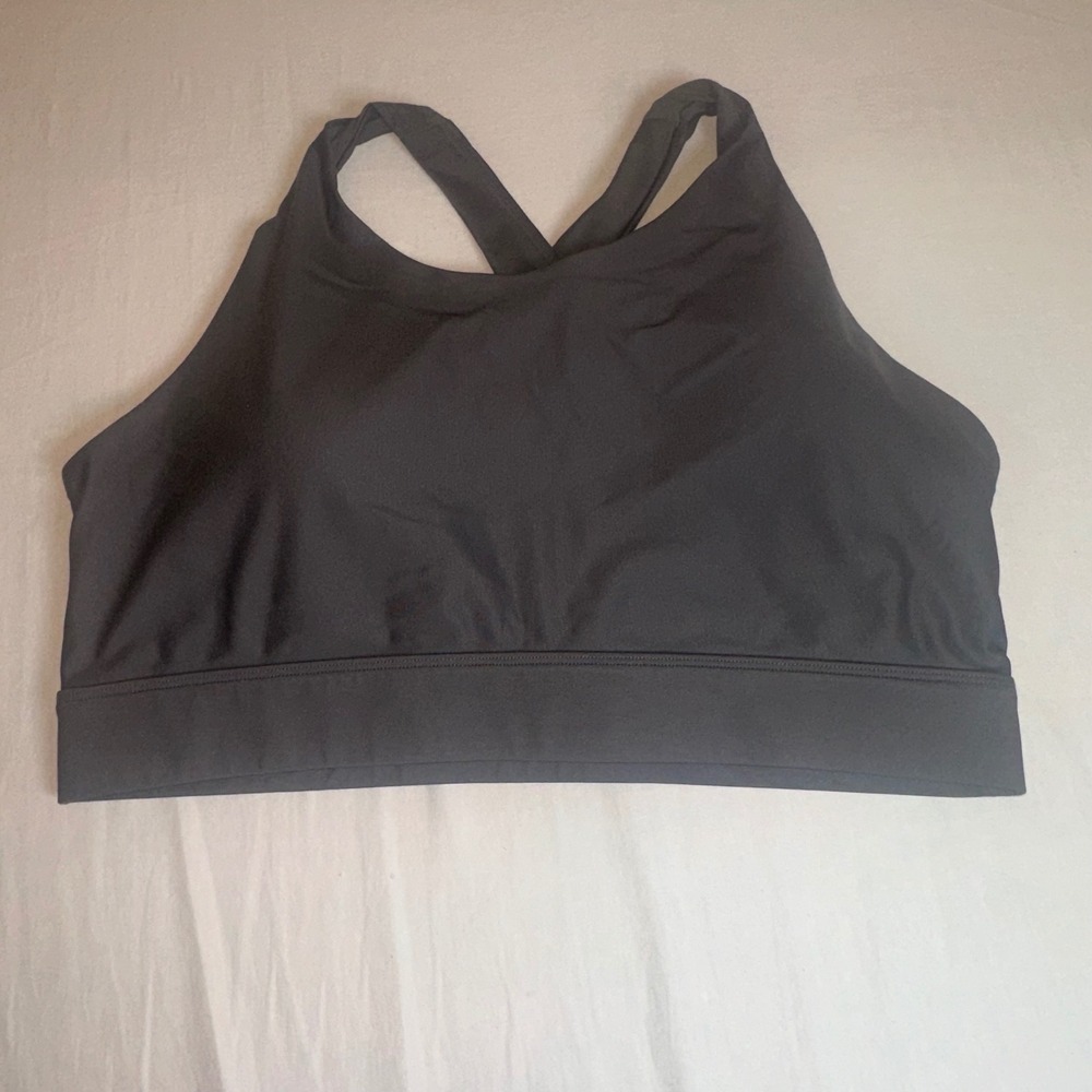 Fabletics Gray High Neck Crossback Sports Bra Keyhole Cutout Women Size XL